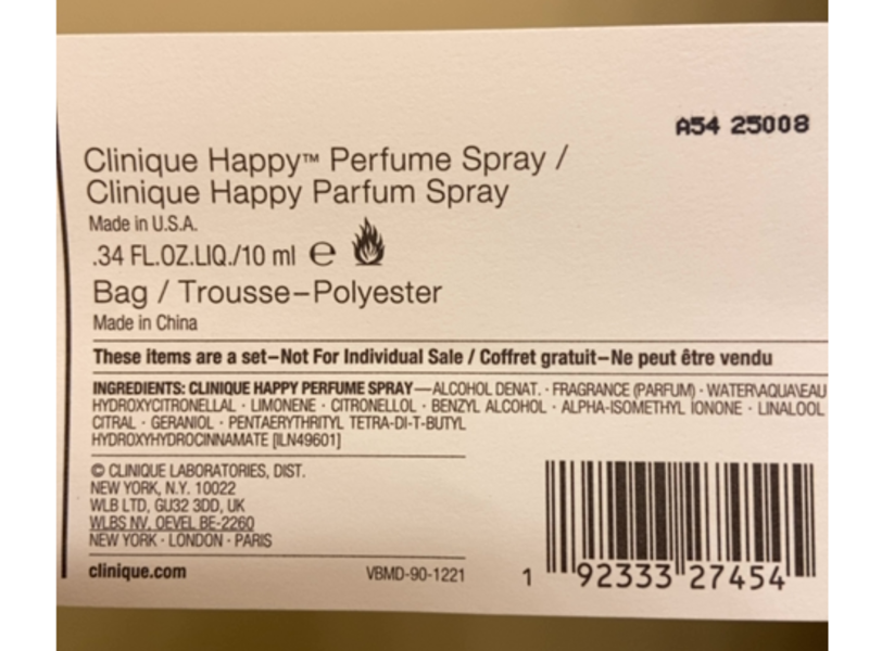 Clinique Perfume Spray, Happy, 0.34 fl oz/10 mL