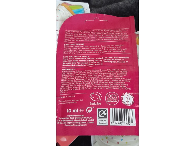Superdrug Antioxidant Face Mask, Fruit Sorbet, 10 mL