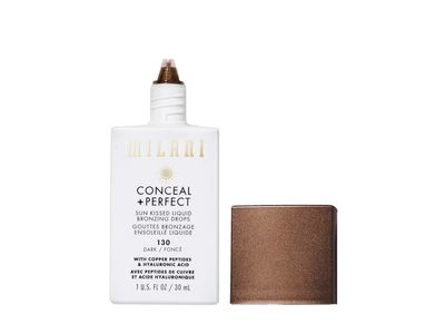 Milani Conceal + Perfect Liquid Bronzing Drops, 130 Dark, Copper Peptides & Hyaluronic Acid, 1 fl oz/30 mL