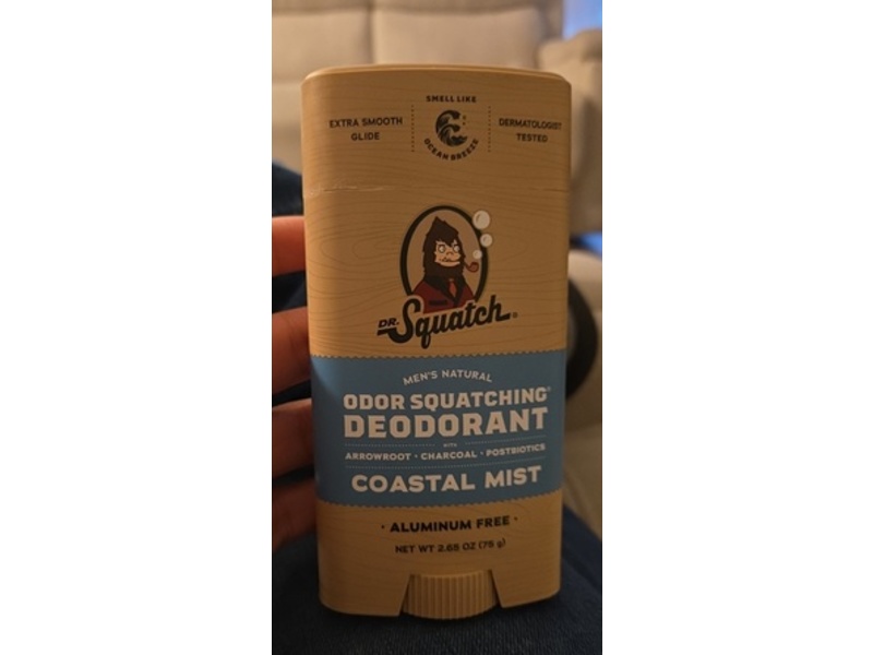 Dr. Squatch Men's Natural Odor Squatching Deodorant, Coastal Mist, 2.65 oz/75 g