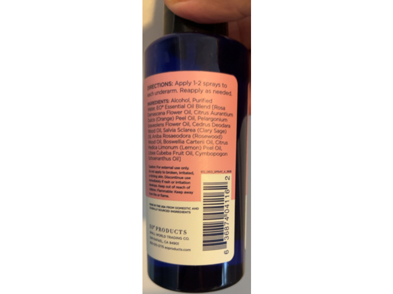EO Deodorant Spray, Rose & Lemon, 4 fl oz/118 mL