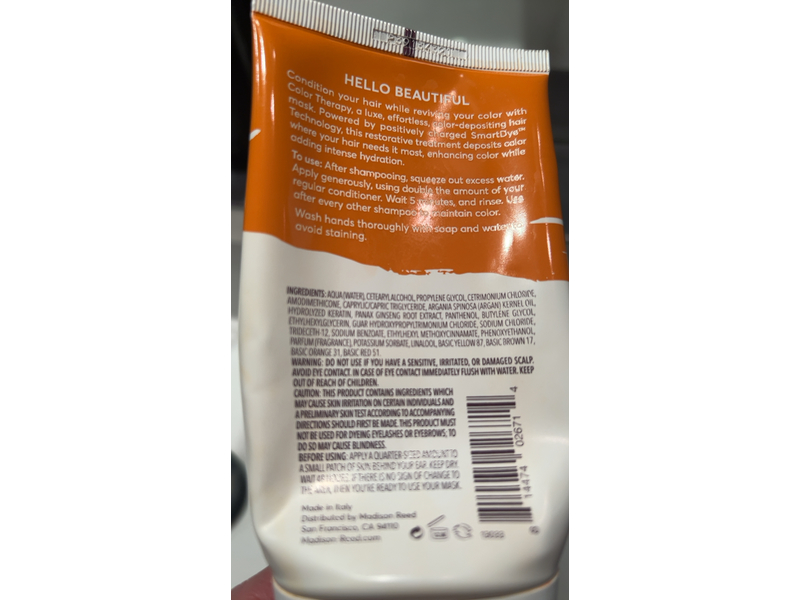 Madison Reed Color Therapy Depositing Hair Mask, Zucca, 4 fl oz/118 mL