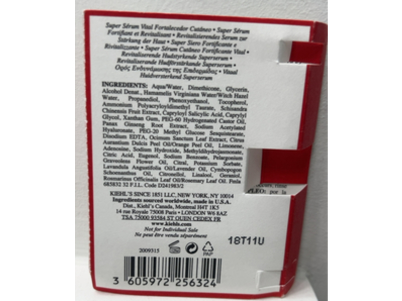 Kiehl's Vital Skin-Strengthening Super Serum, 0.14 fl oz/4 mL, pack Of 2