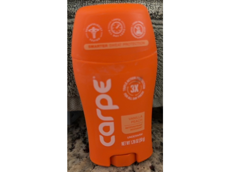 Carpe Underarm Antiperspirant Stick, Vanilla Peach, 1.76 oz/50 g