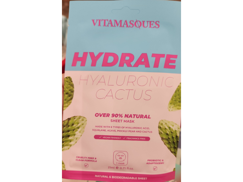 Vitamasques Hydrate Hyaluronic Cactus Sheet Mask, 0.71 fl oz/21 mL
