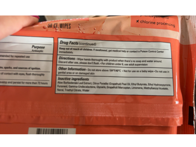 Honest Sanitizing Wipes, Grapefruit Grove , 50 Count, Pack Of 3