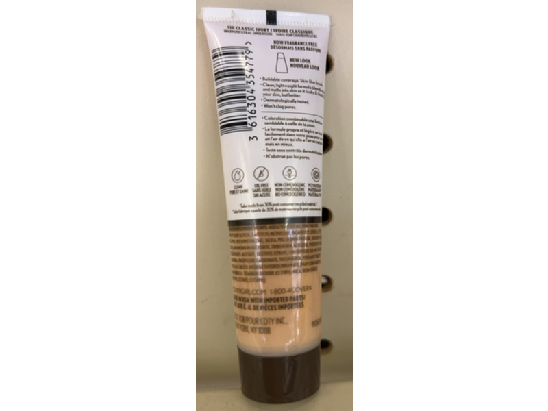 Covergirl Clean Invisible Foundation, 110 Classic Ivory, 1 fl oz/30 mL
