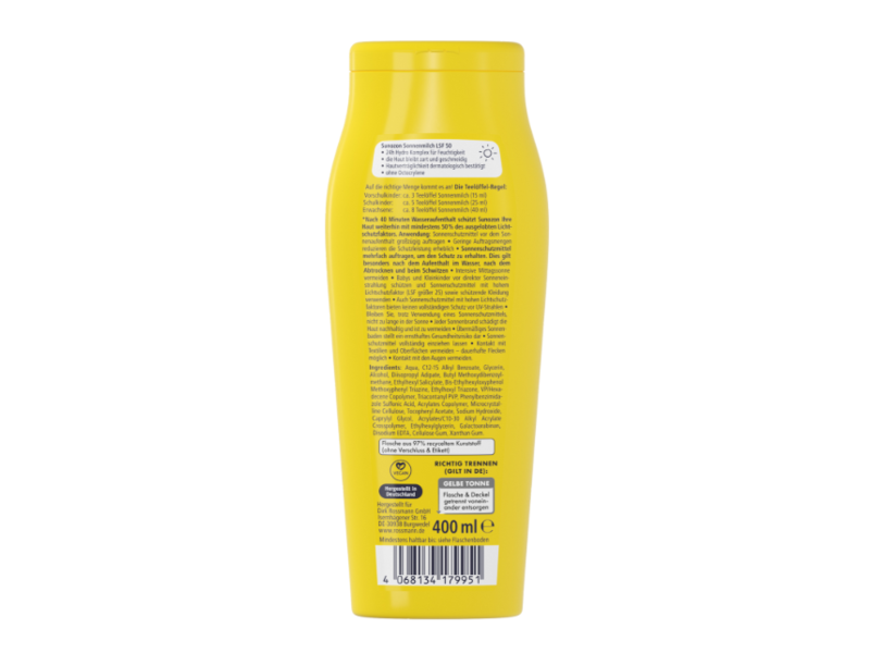Rossmann Sunozon Sunscreen, SPF 50, 400 mL