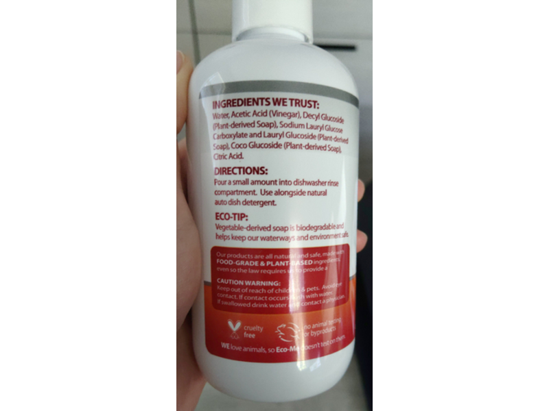 Eco-me Dishwashing Rinse Aid, Fragrance Free, 8 fl oz/237 ml