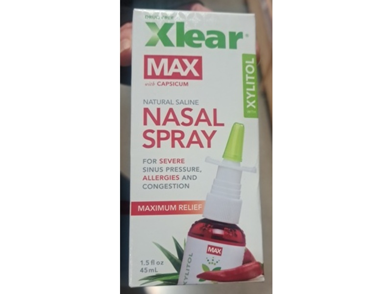 Xlear Max Natural Saline Nasal Spray, Xylitol, 1.5 fl oz/45 mL
