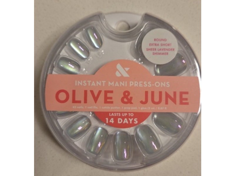 Olive & June Instant Mani Press-On Nails, Sheer Lavender Shimmer, 42 Count