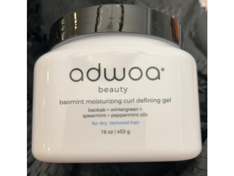 Adwoa Beauty Baomint Moisturizing Curl Defining Gel, Baobab + Wintergreen + Spearmint & Peppermint Oils, 16 oz/453 g
