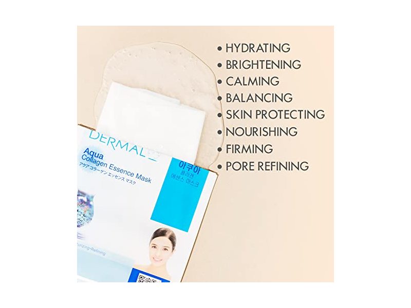 DERMAL 12 Set Collagen Essence Mask Sheet | Sodium Hyaluronate & Hydrolyzed Collagen |