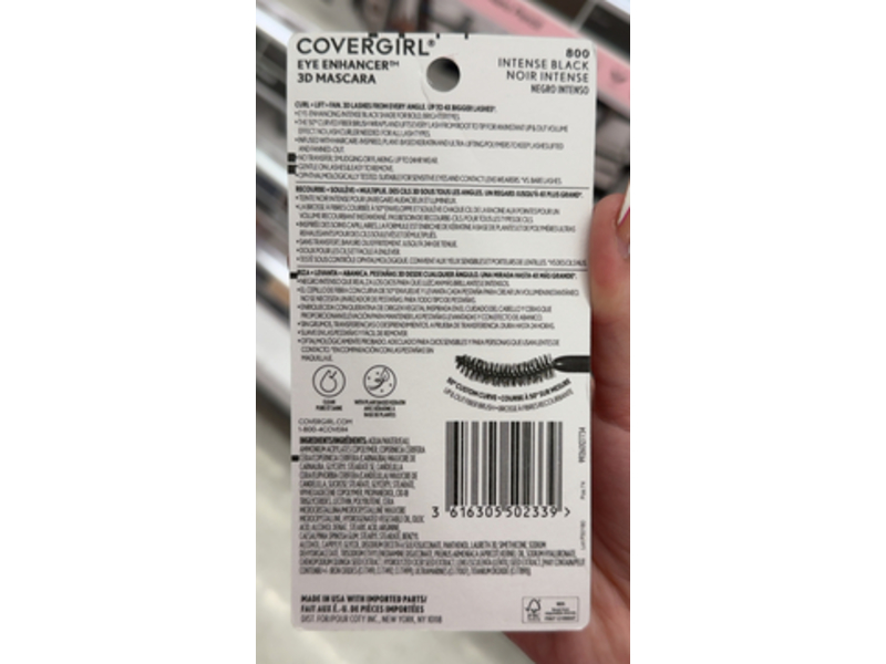 CoverGirl Eye Enhancer 3D Mascara, 800 Intense Black, 0.3 fl oz/9 mL