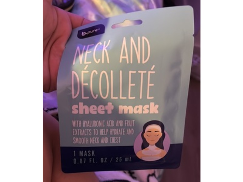 b-Pure Neck & Decollete Sheet Mask, Hyaluronic Acid & Fruit Extract, 0.87 fl oz.25 mL