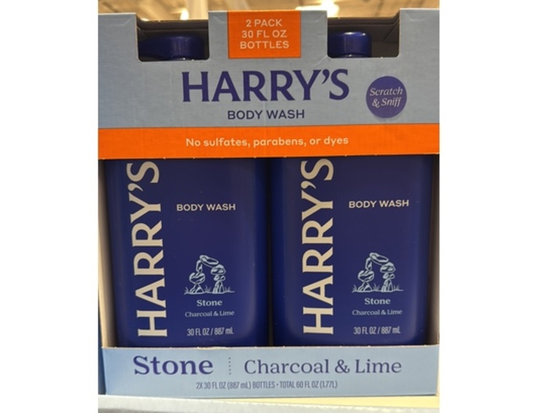 Harry's Stone Body Wash, Charcoal & Lime, 30 fl oz/887 mL, 2 Pack