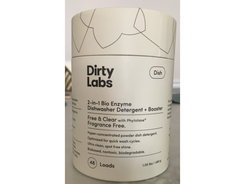 Dirty Labs 2-in-1 Bio Enzyme Dishwasher Detergent + Booster, Free & Clear, 48 Loads, 1.05 lbs/480 g