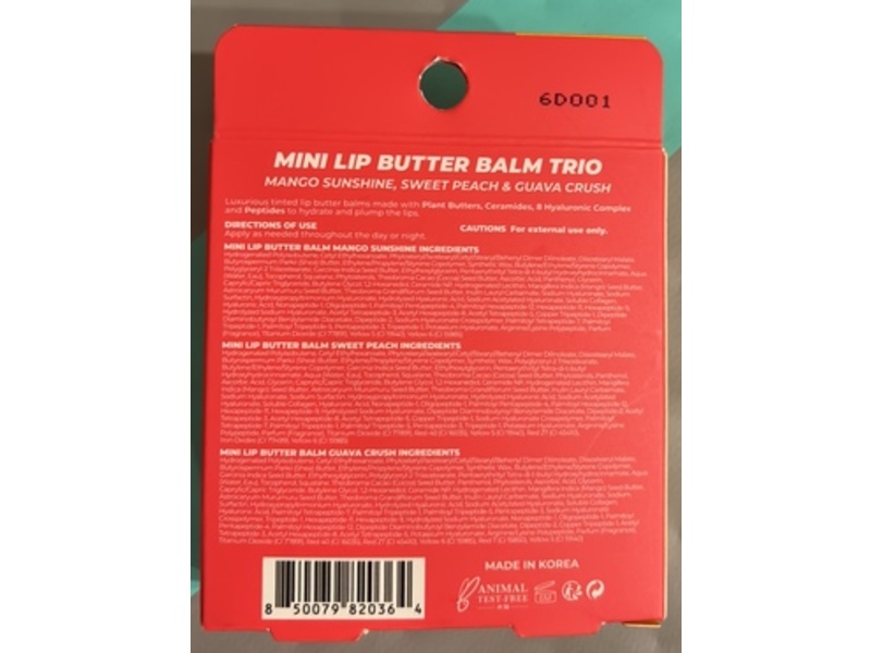 Vitamasques Mini Lip Butter Balm Trio, Mango Sunshine, Sweet Peach & Guava Crush, 0.17 fl oz/5 mL
