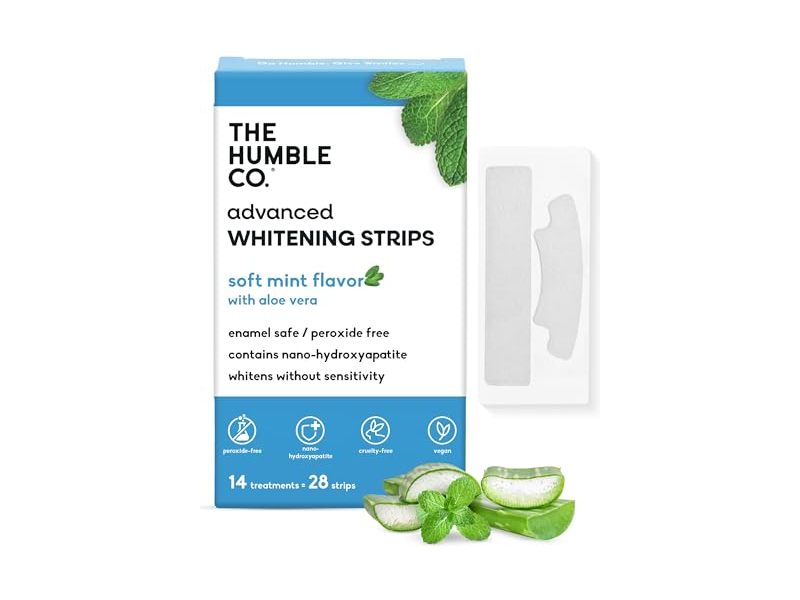 The Humble Co. Advanced Whitening Strips, Soft Mint Flavor Aloe Vera, 28 Count
