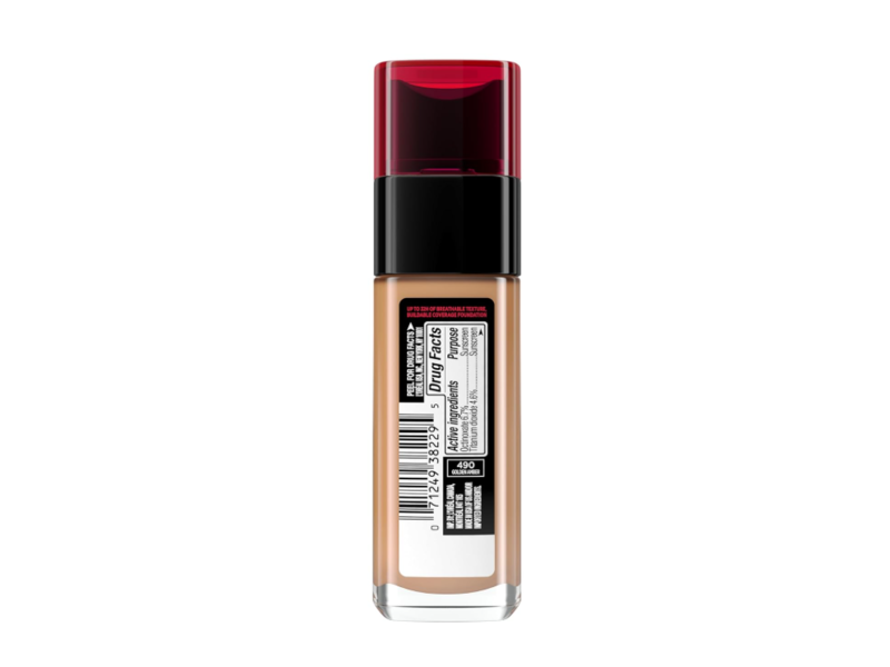 L'Oreal Paris Infallible Fresh Wear Sunscreen Foundation, 490 Golden Amber, 1.0 fl oz/30 mL