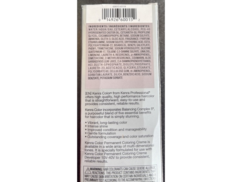 Kenra Color Permanent Coloring Cream, Light Ash Blond, 3 fl oz/85 g