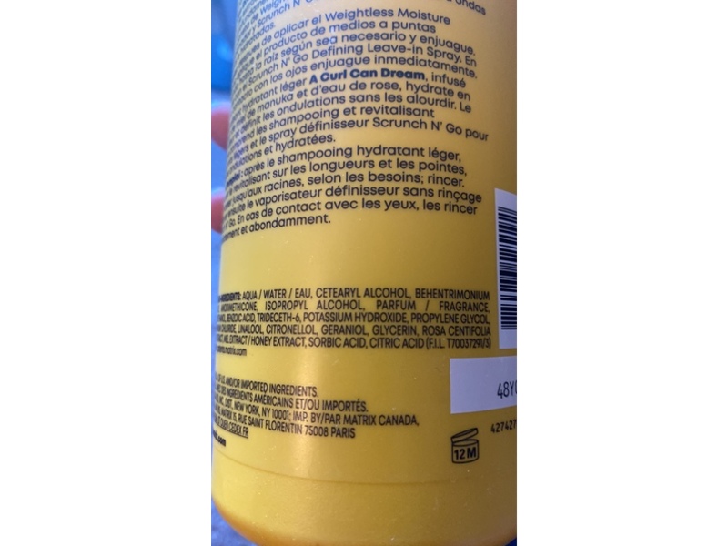 Matrix A Curl Can Dream Weightless Moisture Conditioner, Manuka Honey Extract + Rose Water, 33.8 fl oz/1 L