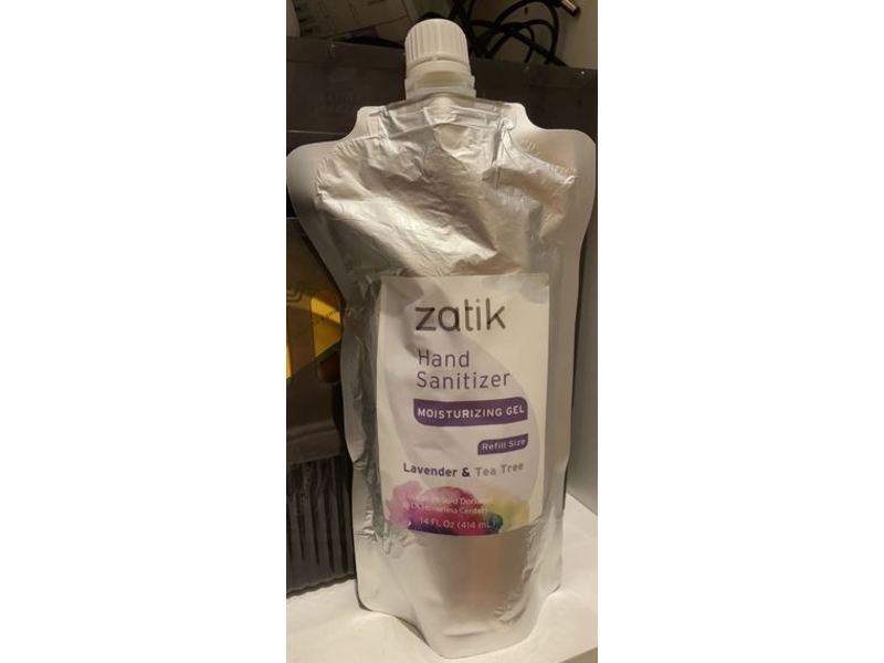 Zatik Hand Sanitizer, Moisturizing Gel, Lavender & Tea Tree, 14 fl oz/414 mL