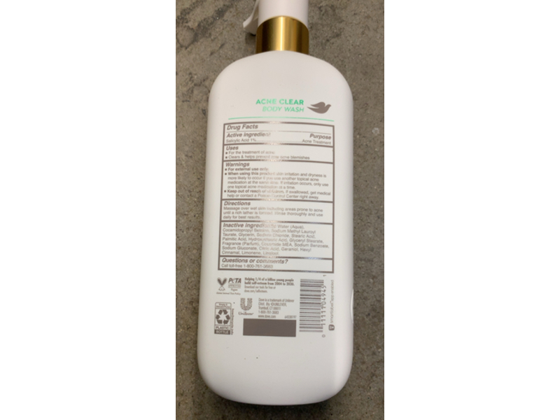 Dove Acne Clear Body Wash, 18.5 fl oz/547 mL