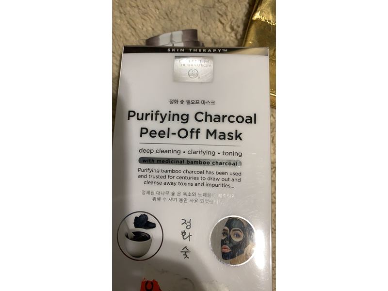 Earth Therapeutics Purifying Peel-Off Mask, Charcoal, 0.35 fl oz/10 g, 5 Ct