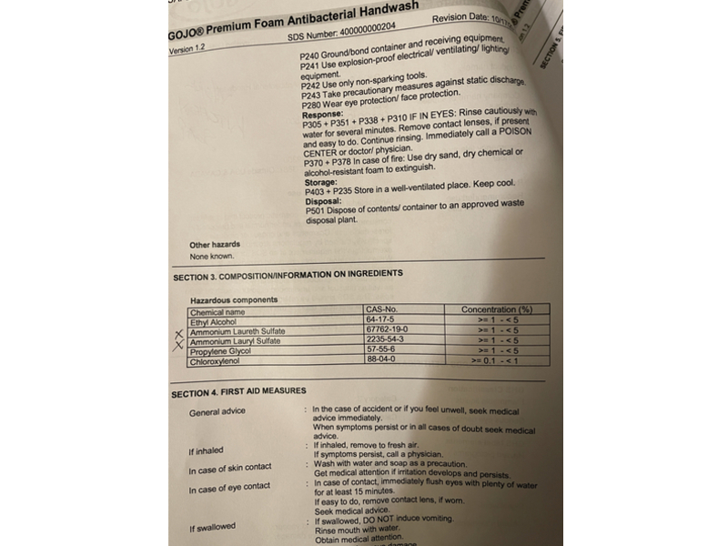 Gojo Premium Foam Antibacterial Handwash, 1200 mL