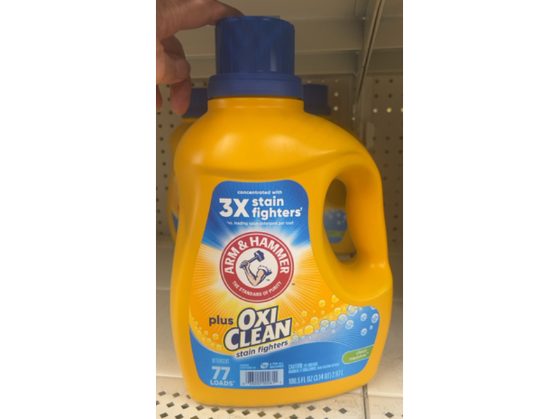 Arm & Hammer Plus Oxi Clean Liquid Laundry Detergent, Clean Meadow, 77 Loads, 100.5 fl oz/2.97 L