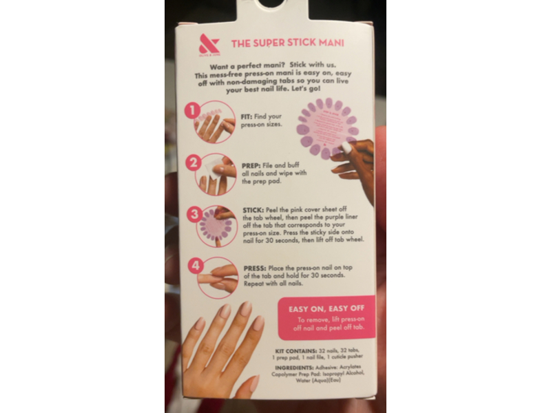 Olive & June Press-On Nails The Super Stick Mani Kit, Floral Doodle, 32 Count