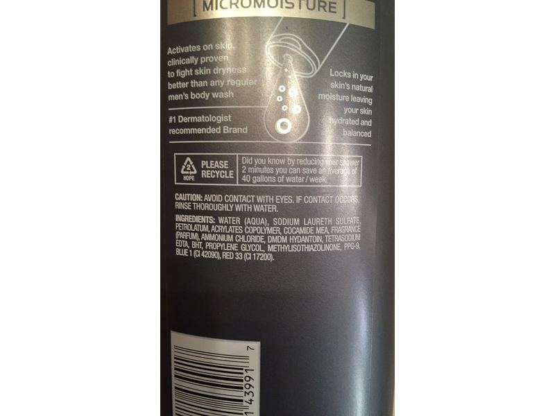 Dove Men + Care Body And Face Wash, Hydration Balance, 18 fl oz/532 mL.