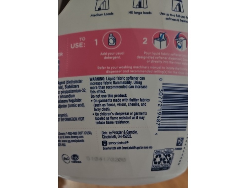 Downy Gentle Soft + Fresh Fabric Softener, Cherry Blossom, 83 Loads, 56 fl oz/1.66 L