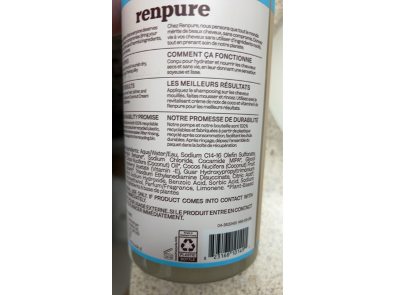 Renpure Nourishing Shampoo, Coconut Cream & Vitamin E, 24 fl oz/710 mL