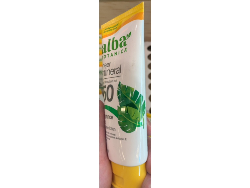 Alba Botanica Sheer Mineral Sunscreen, Fragrance-Free, SPF 50, 3 fl oz/89 mL