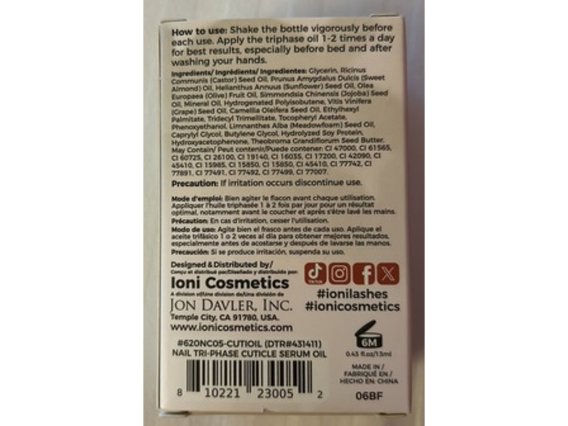 Ioni Triphase Nail Elixir, Repair + Renew, Sweet Almond Oil + Vitamin E