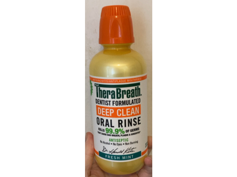 TheraBreath Deep Clean Oral Rinse Antiseptic Antigingivitis / Antiplaque Mouthrinse, Fresh Mint, 16 fl oz/473 mL, Pack Of 2