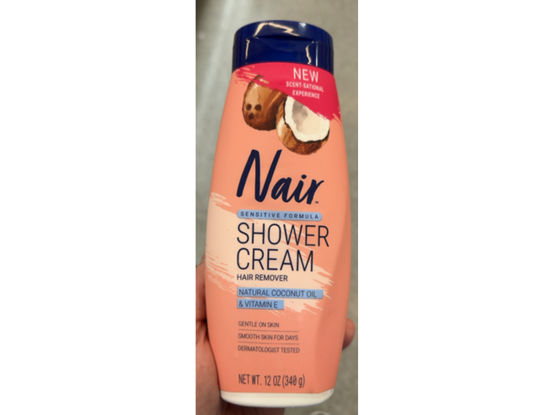 Nair Shower Cream Hair Remover, Natural Coconut Oil & Vitamin E, 12 oz/340 g