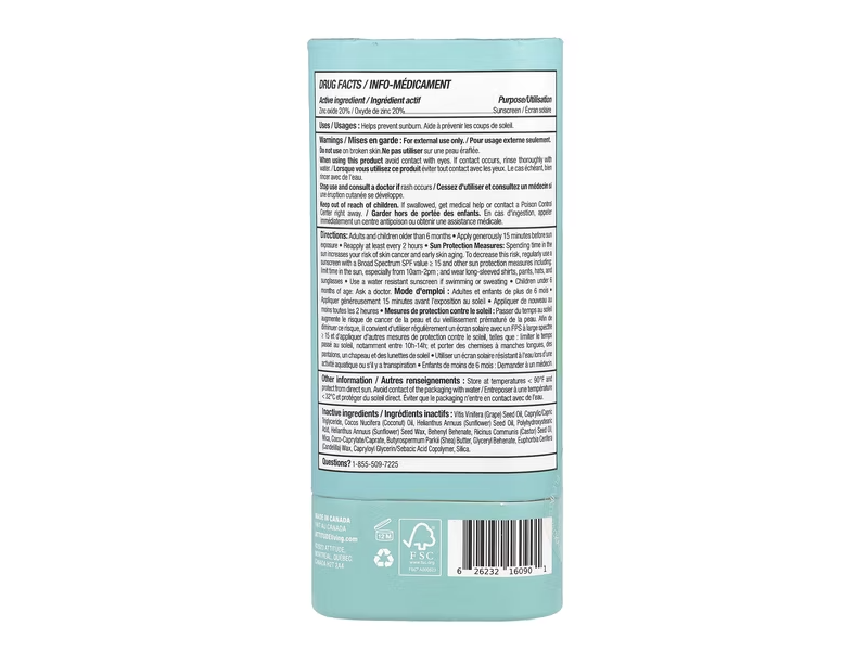 Attitude Sunly Mineral Sunscreen Stick, SPF 30, 2.1 oz/60 g
