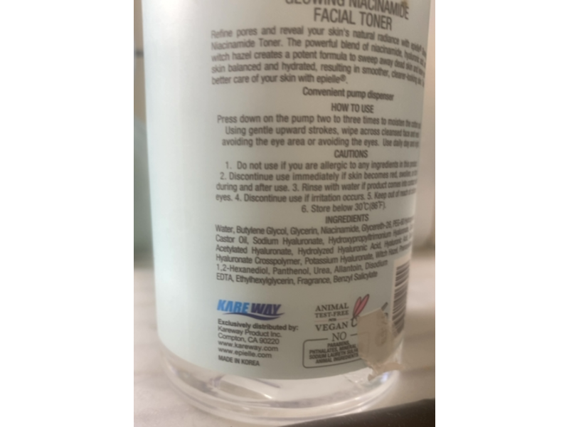 Epielle Glowing Facial Toner, Niacinamide + Hyaluronic Acid, 9.7 fl oz/290 mL
