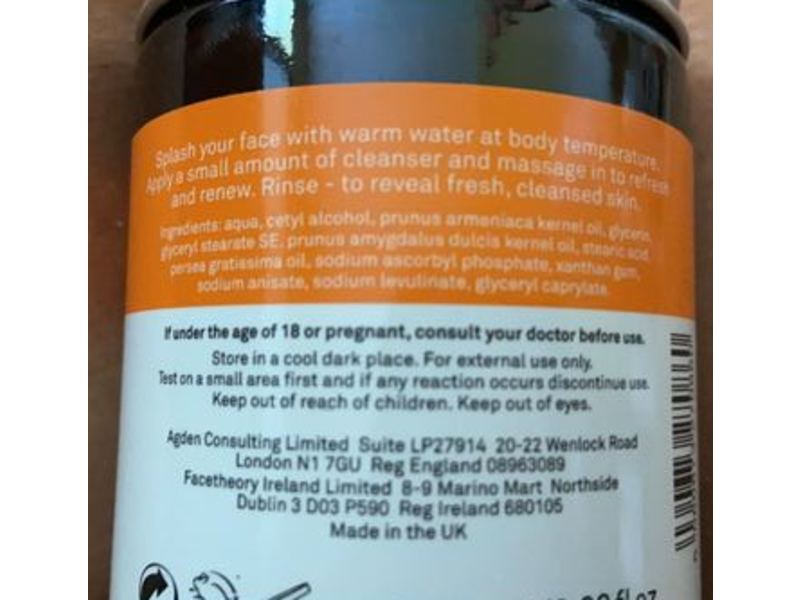 Facetheory Cream Cleanser, Vitamin C, Unscented, 170 mL