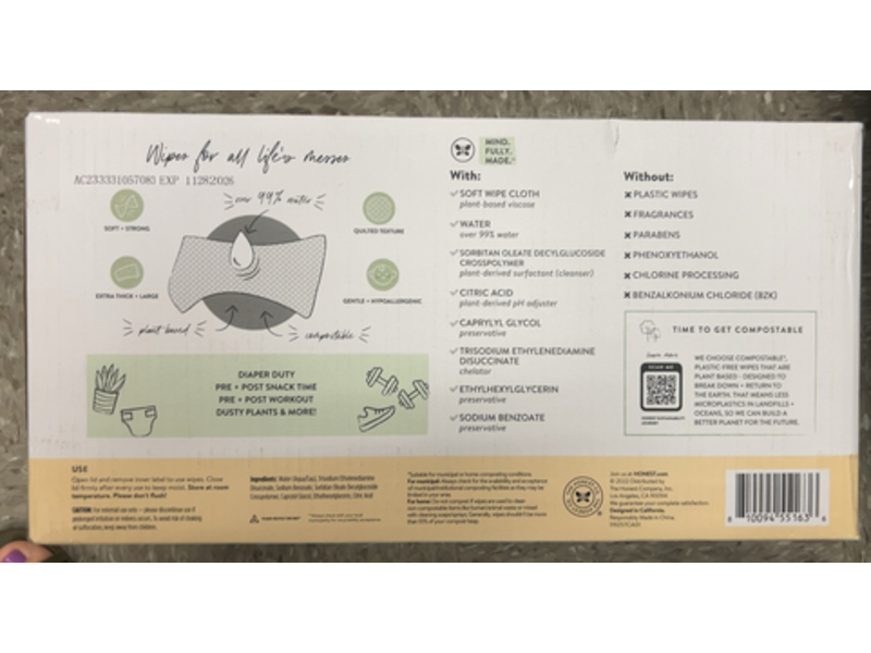 Honest Sensitive Clean Conscious Wipes, 864 Wipes