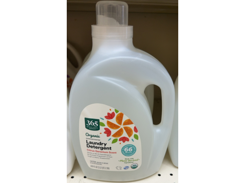 365 Whole Foods Market Organic Laundry Detergent, Citrus Geranium Scent, 66 Loads, 100 fl oz/2.95 L