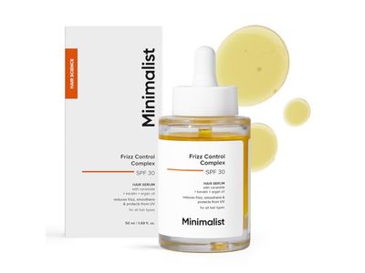 Minimalist Frizz Control Complex Hair Serum, SPF 30, Ceramide + Keratin & Argan Oil, 1.69 fl oz/50 mL