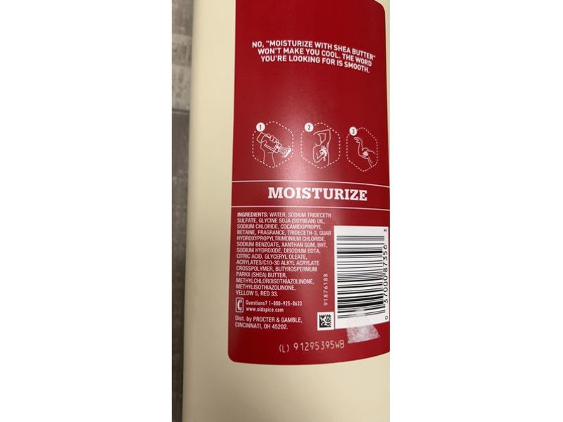 Old Spice Moisturize Body Wash, Shea Butter, 40 fl oz/1.18 L