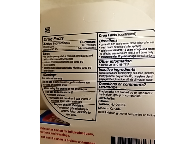 Abreva Cold Sore Rapid Relief External Analgesic / Lip Protectant, Max Strength Lidocaine, 0.10 oz/3 g