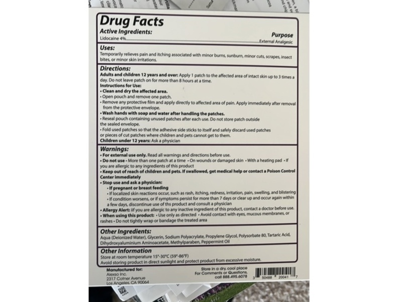 Alexso Patch Numbing Relief Lidocaine 4%, 10 Count