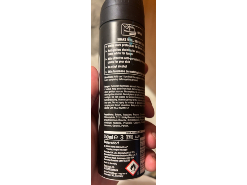 Nivea Men Black & White Invisible Anti-Perspirant Spray, Original, 150 mL