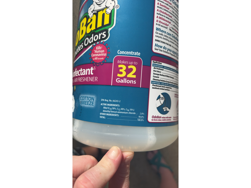 OdoBan Disinfectant Concentrate and Odor Eliminator, 2 Gallons, Cotton Breeze Scent